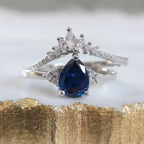 NWT Ryze Sapphire Blue & White Cubic Zirconia .925 Sterling Silver Ring - Size 9 - Picture 3 of 13